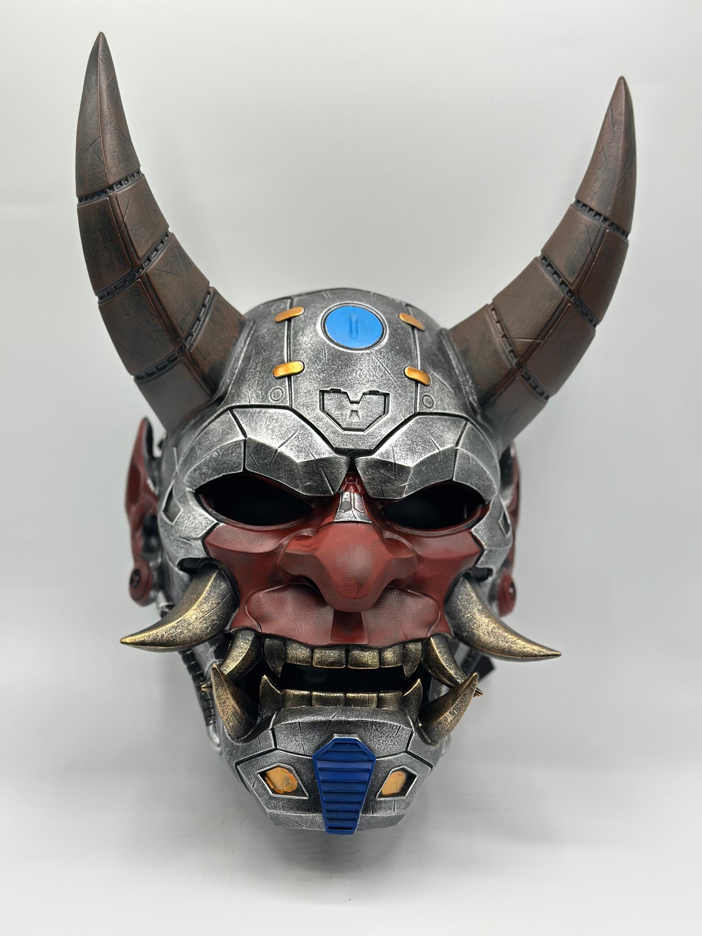Draagbaar Japans Oni-masker - handgemaakt demonen masker in mechanische stijl - Samurai masker