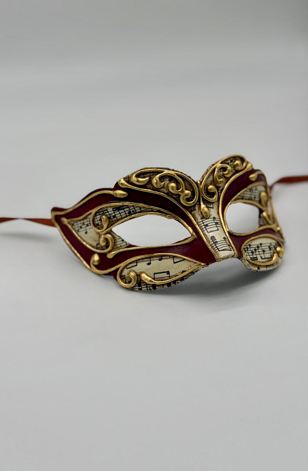 Venetian Kids Mask - Burgundy & Gold Music Notes