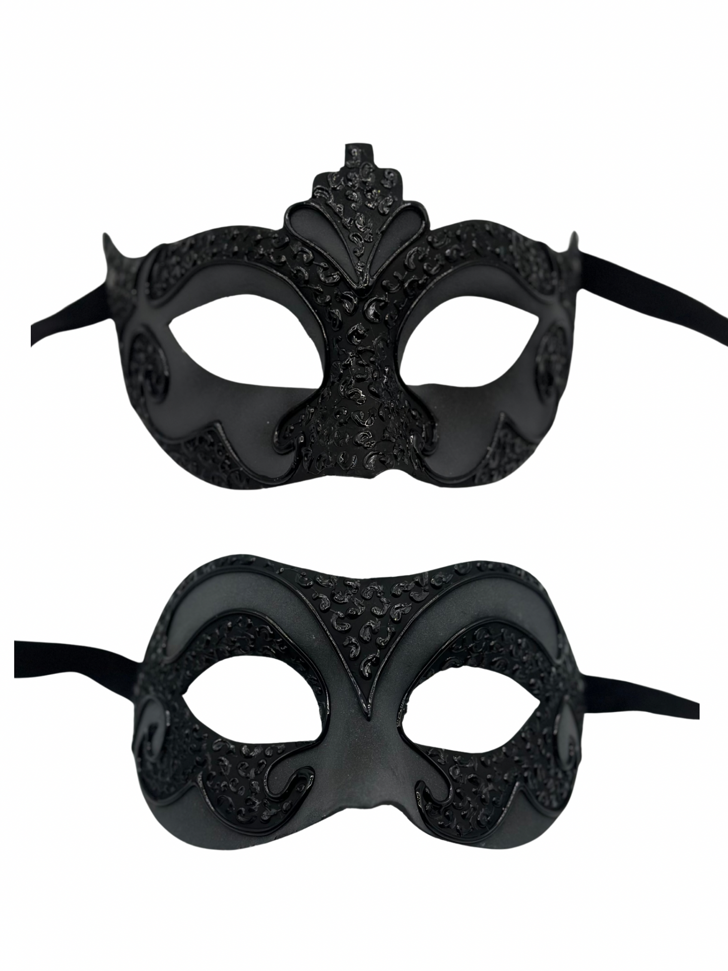 Venezianisches Maskenset für Paare – Matt Anthrazit & Schwarz – Elegantes Barock-Design – Masken für Männer & Frauen – Perfekt für Karneval, Ball oder Kostümparty
