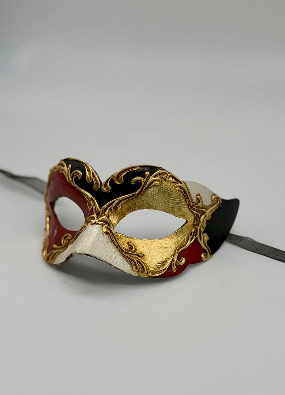 Venetian Kids Mask - Red, Gold, Black & White