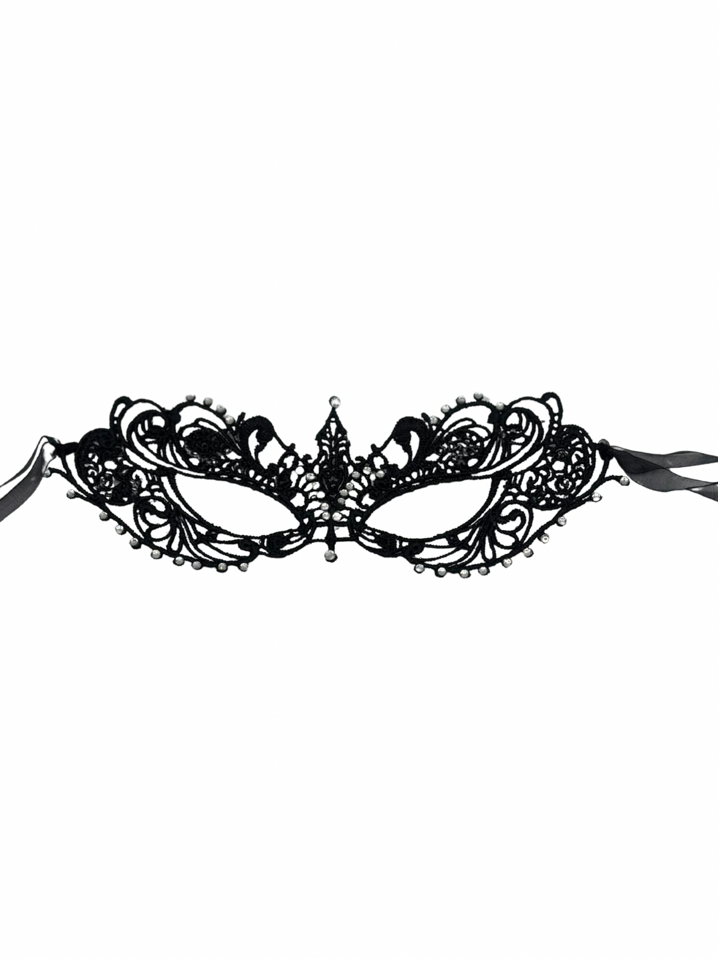 Masque en dentelle noire avec strass - Masque vénitien noir