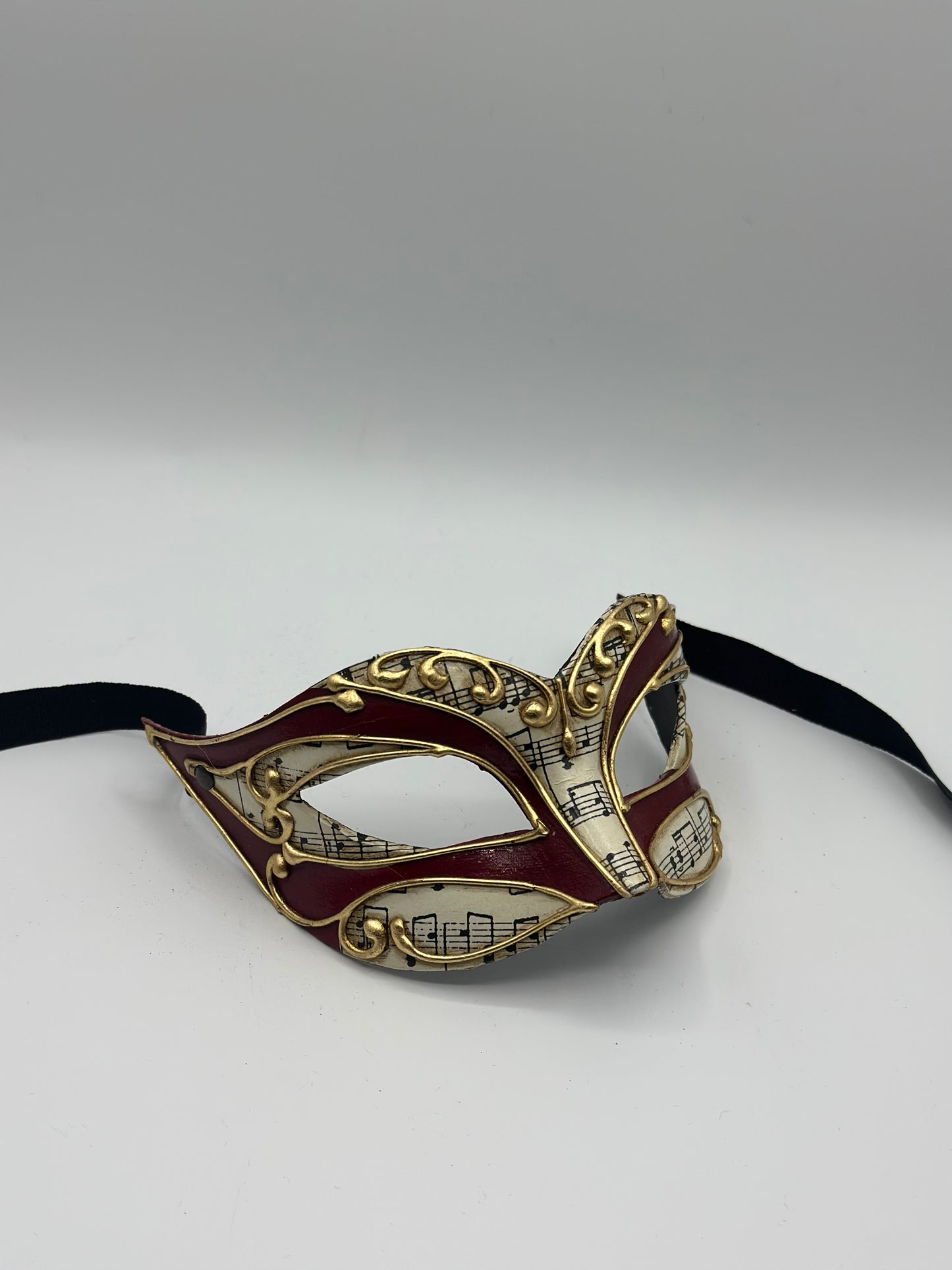 Venetian Music Notes Mask – Red & Gold Baroque Masquerade Mask | Carnival | Costume Party | Masquerade Ball