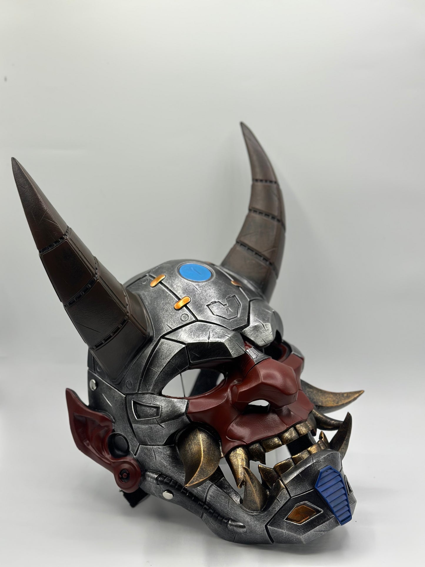 Draagbaar Japans Oni-masker - handgemaakt demonen masker in mechanische stijl - Samurai masker