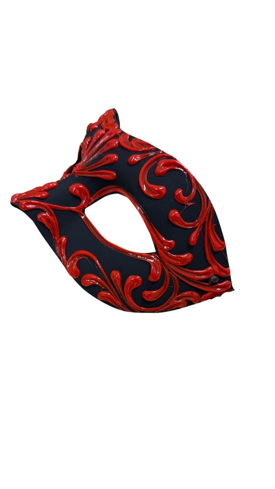 Venezianische Maske – Schwarz-Rotes Ornament