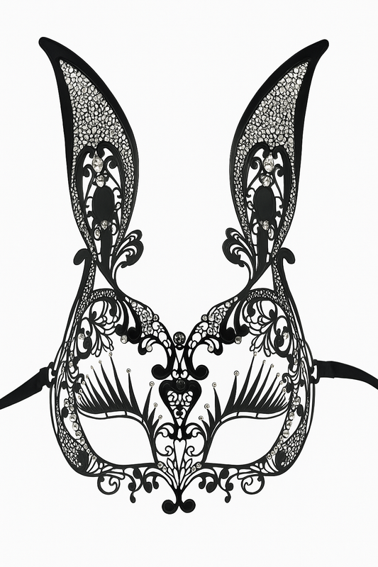 Metaal bunny masker met strass steentjes - Paas konijn 