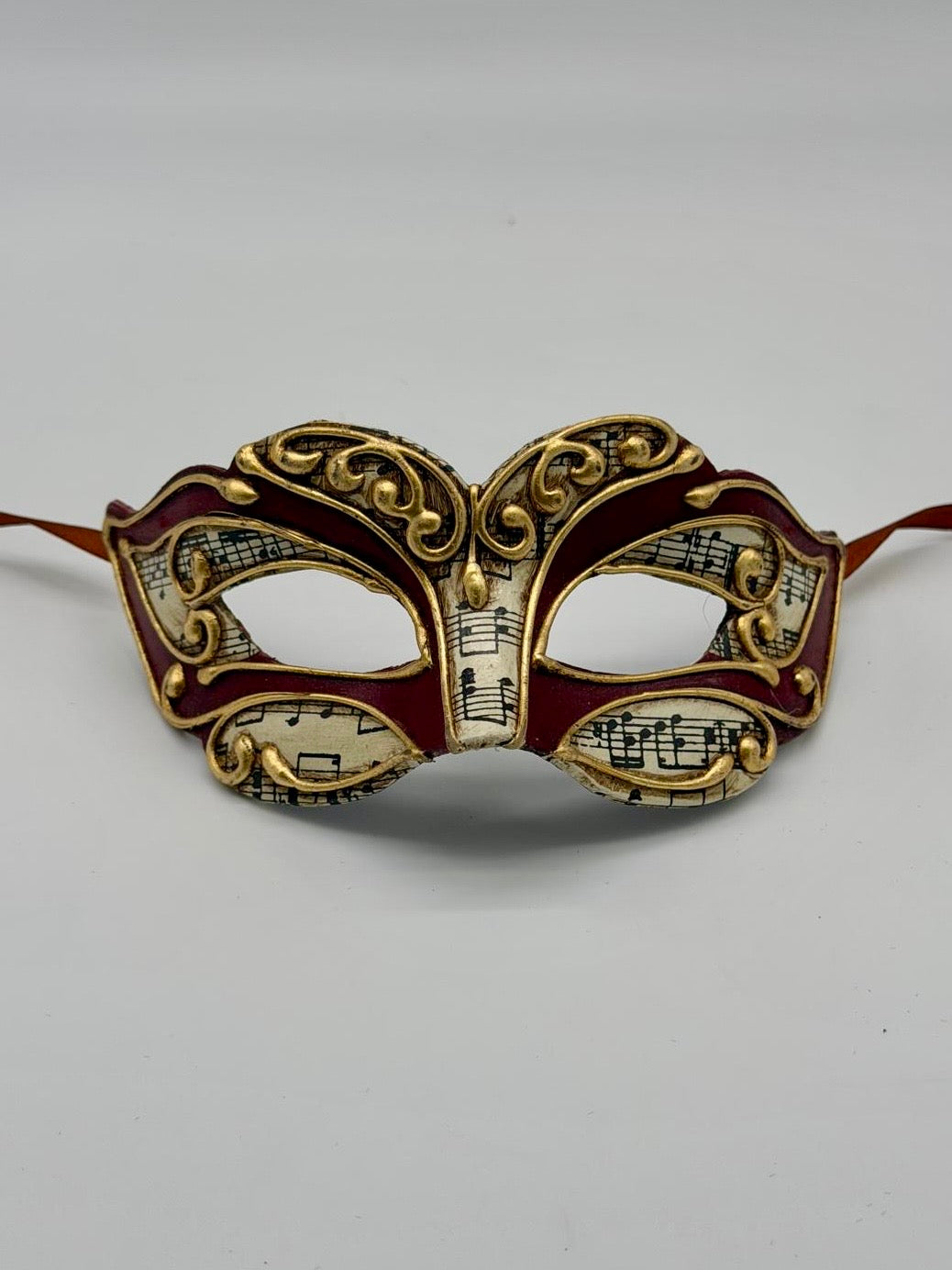 Venetiaans Kindermasker - Bordeaux & Goud met Muzieknoten