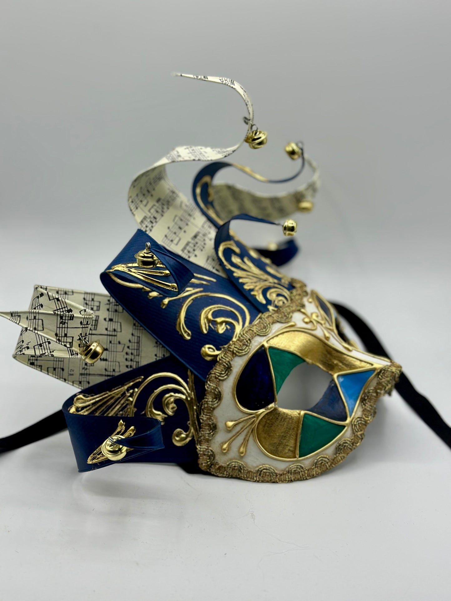 Máscara veneciana Jolly en azul - máscara de mascarada para hombre
