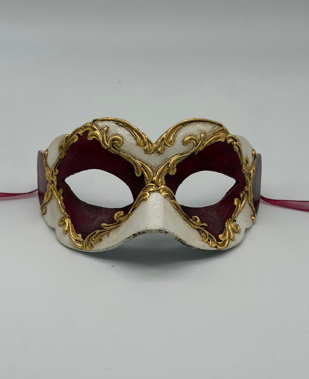Masque vénitien pour enfant - Bordeaux, Ivoire et Or