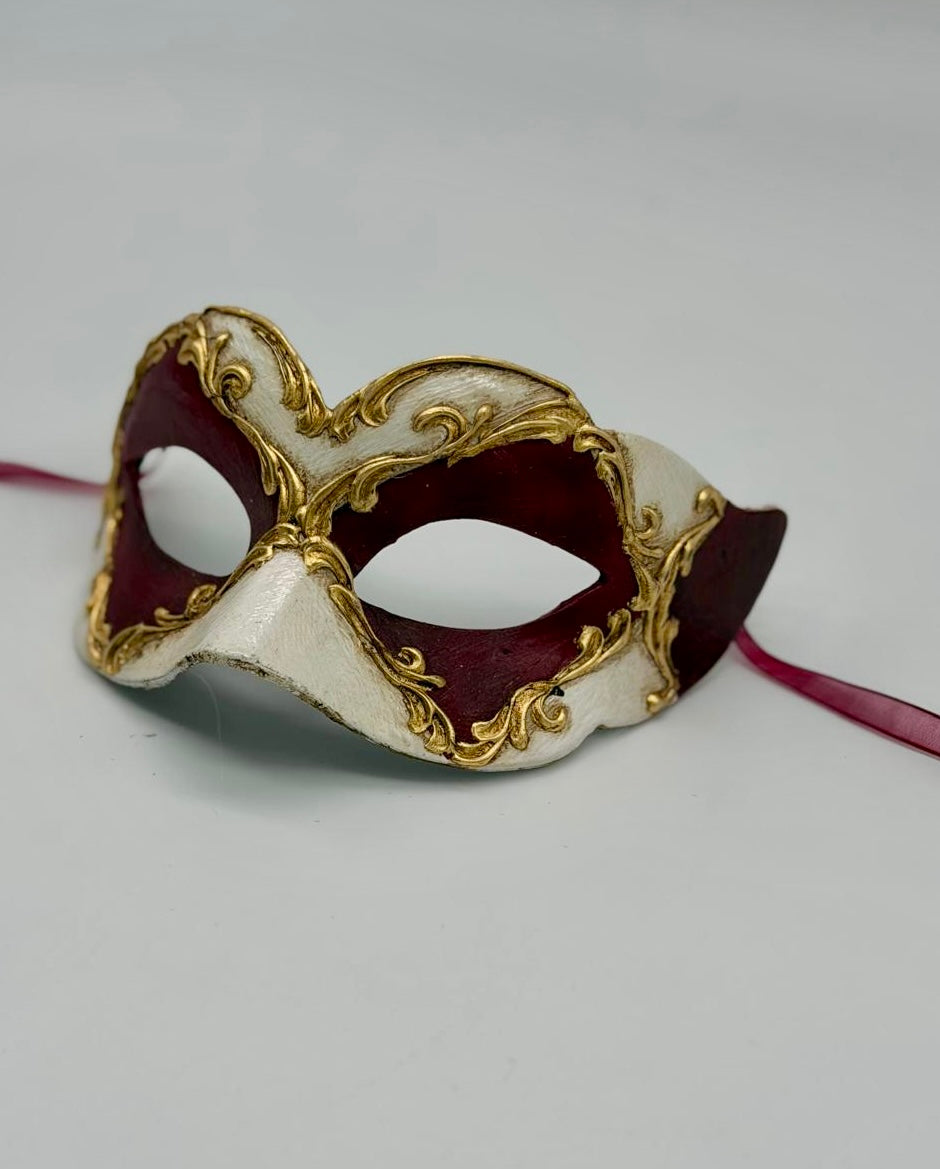 Masque vénitien pour enfant - Bordeaux, Ivoire et Or