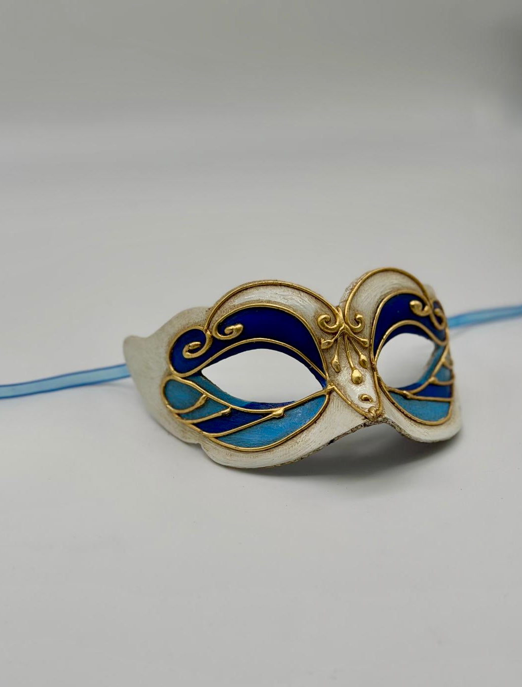 Venetiaans Kindermasker – Twee Tinten Blauw & Goud