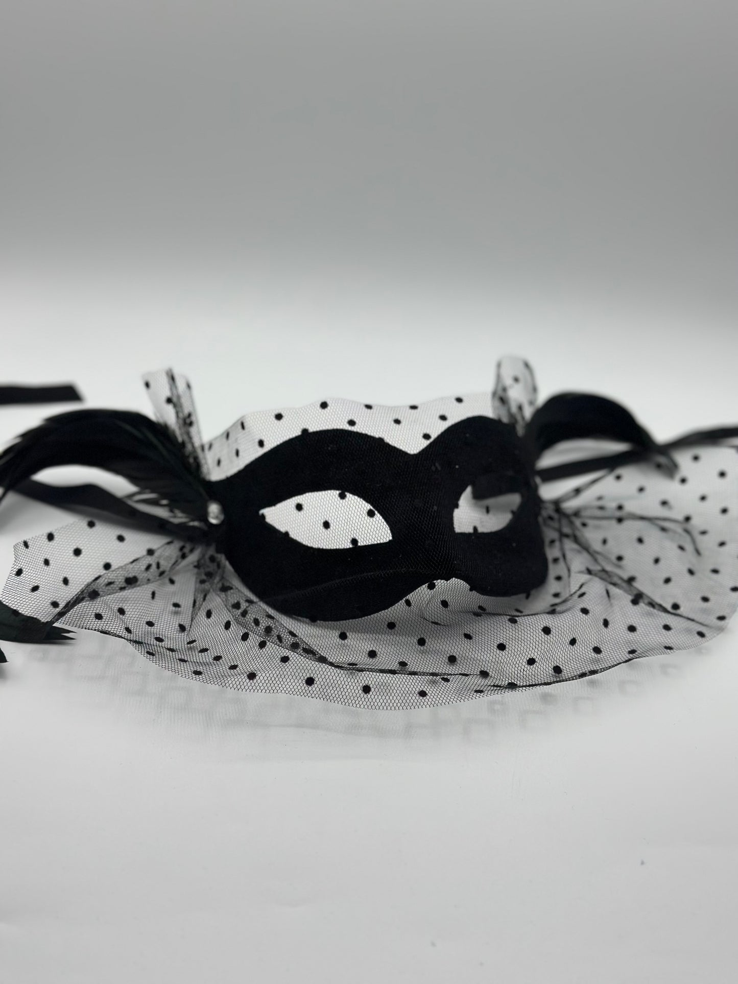 Zwart Bal masker met voile
