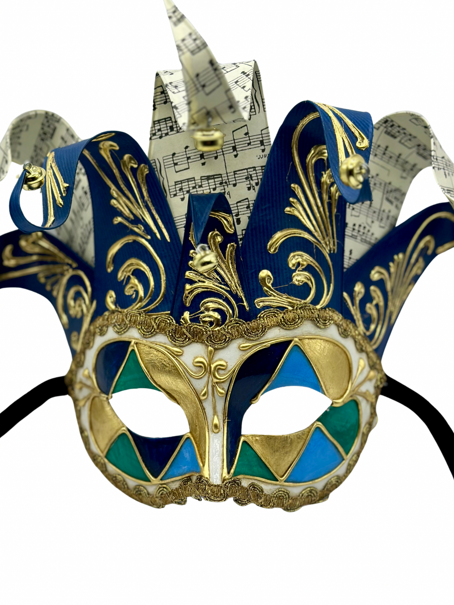 Máscara veneciana Jolly en azul - máscara de mascarada para hombre