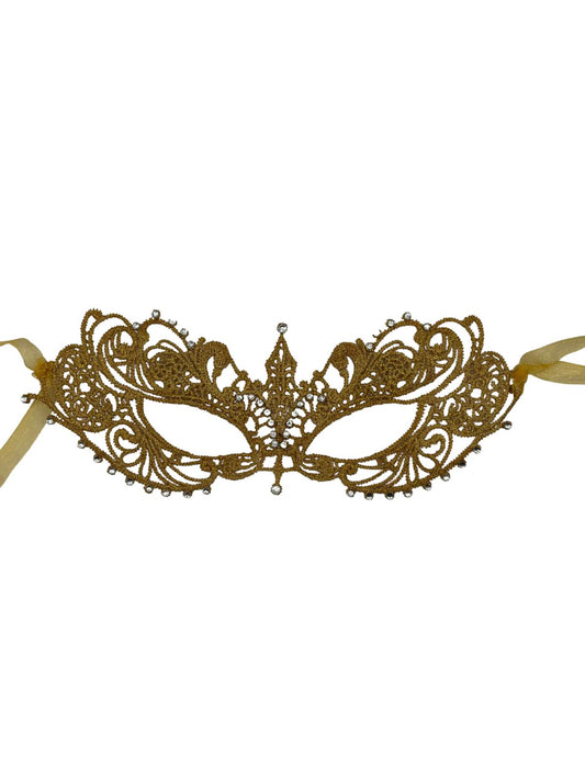 Máscara de encaje de oro con piedras strass - máscara de oro veneciana