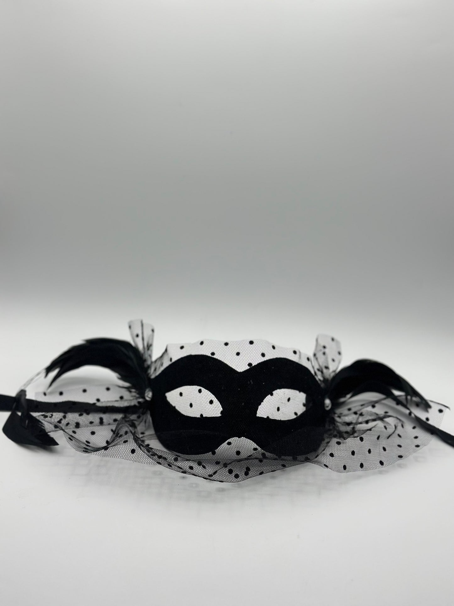 Zwart Bal masker met voile