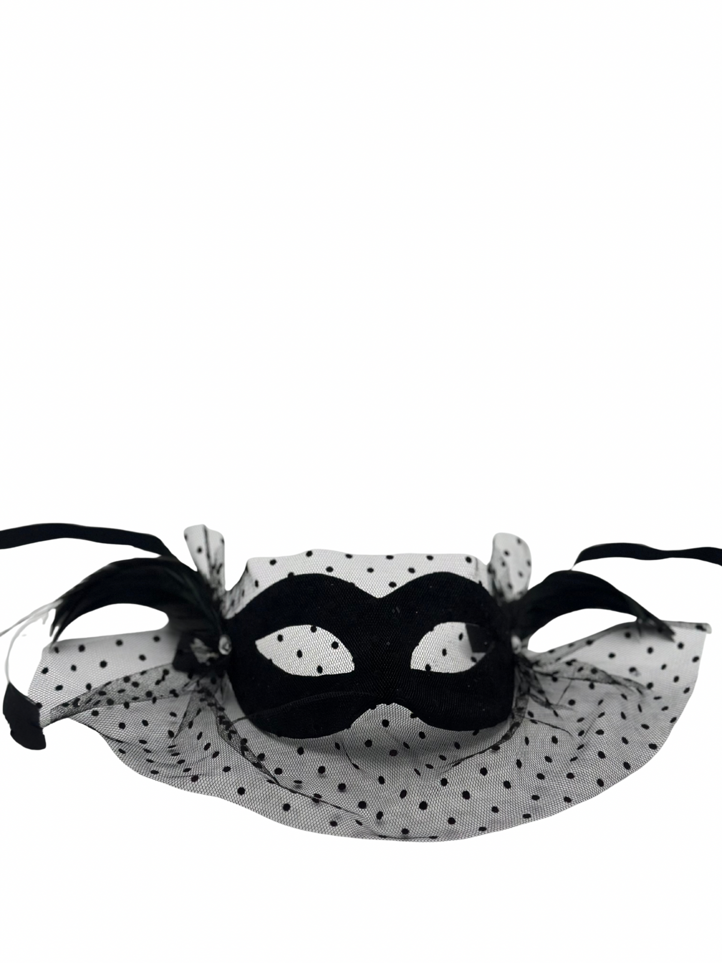Zwart Bal masker met voile