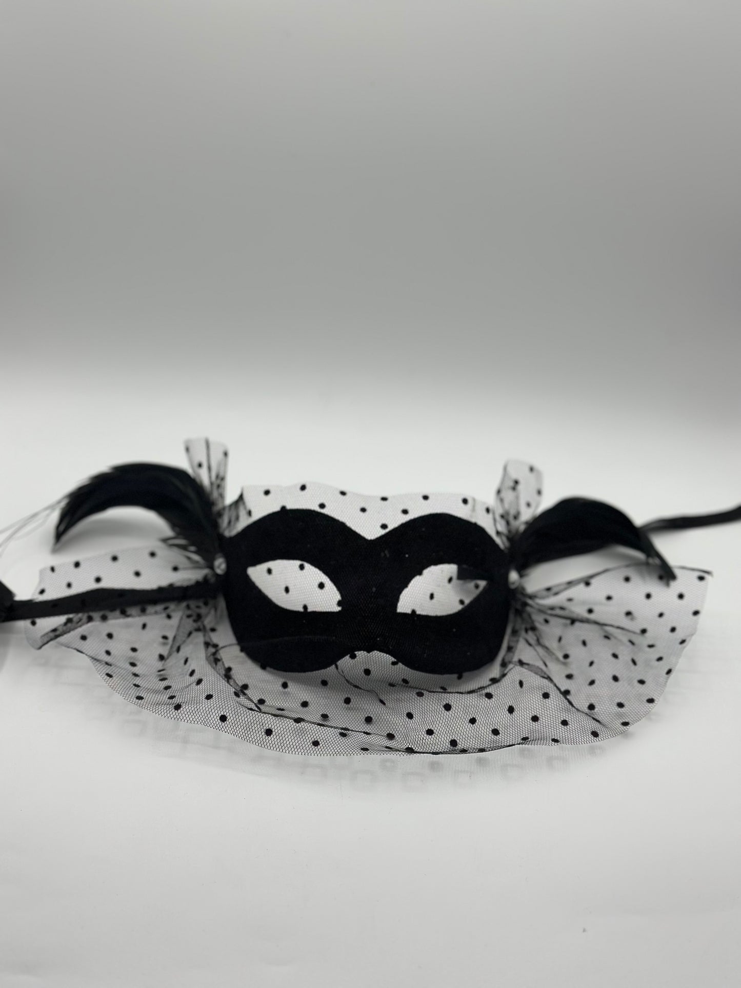 Zwart Bal masker met voile