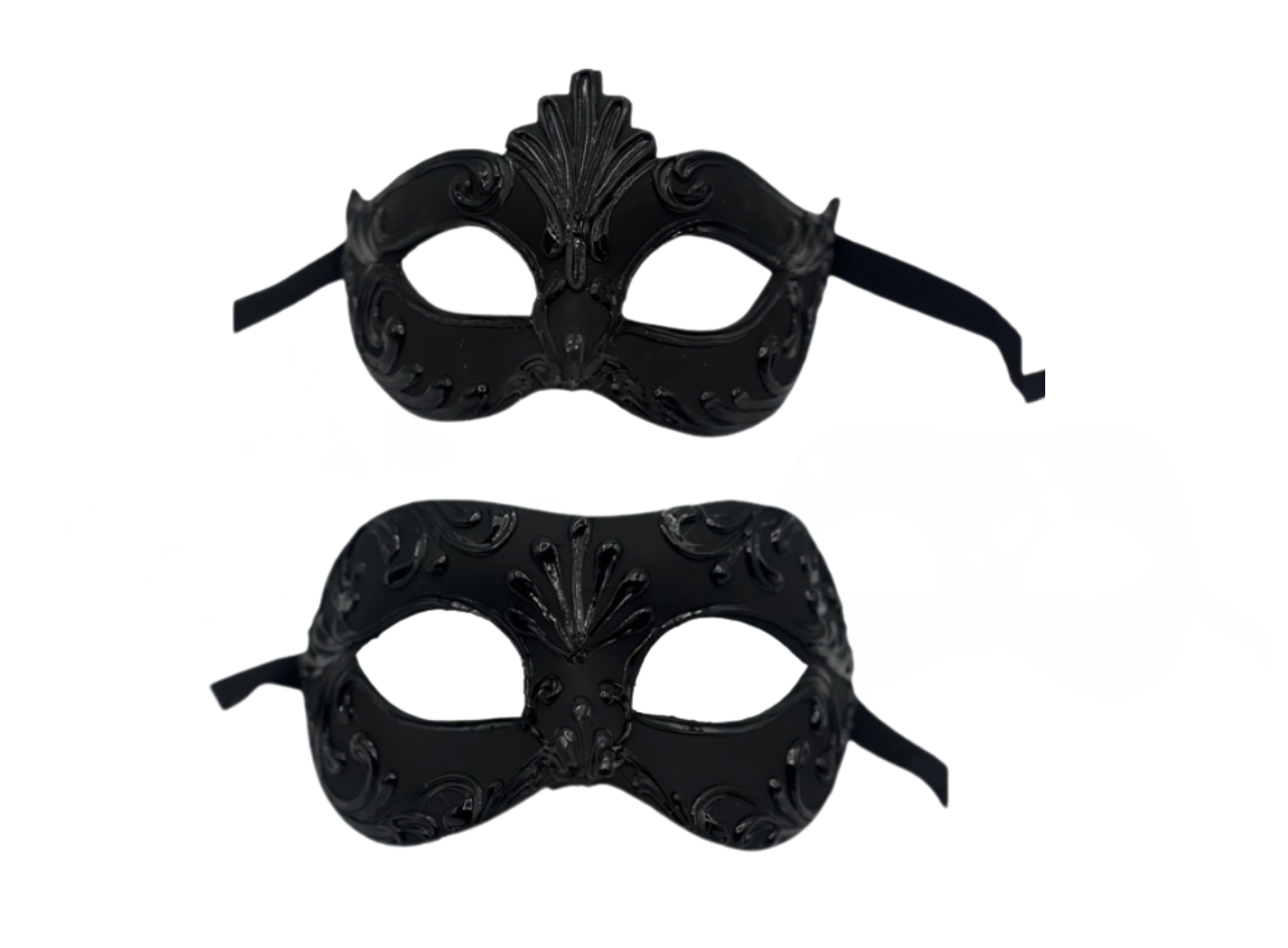Juego de Máscaras Venecianas Negras - Máscaras Dúo de Papel Maché Artesanales para Mascaradas y Eventos