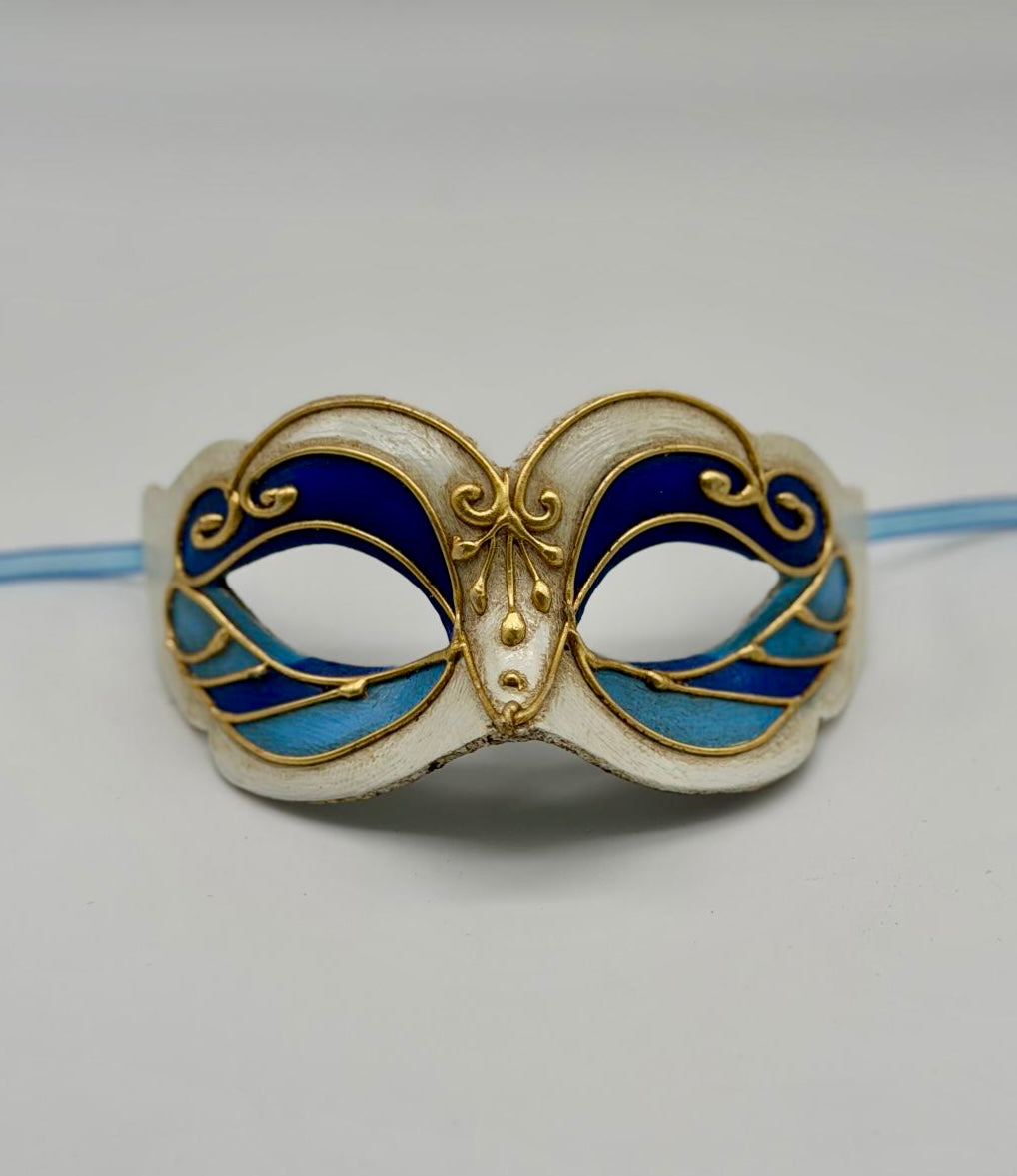 Venetiaans Kindermasker – Twee Tinten Blauw & Goud