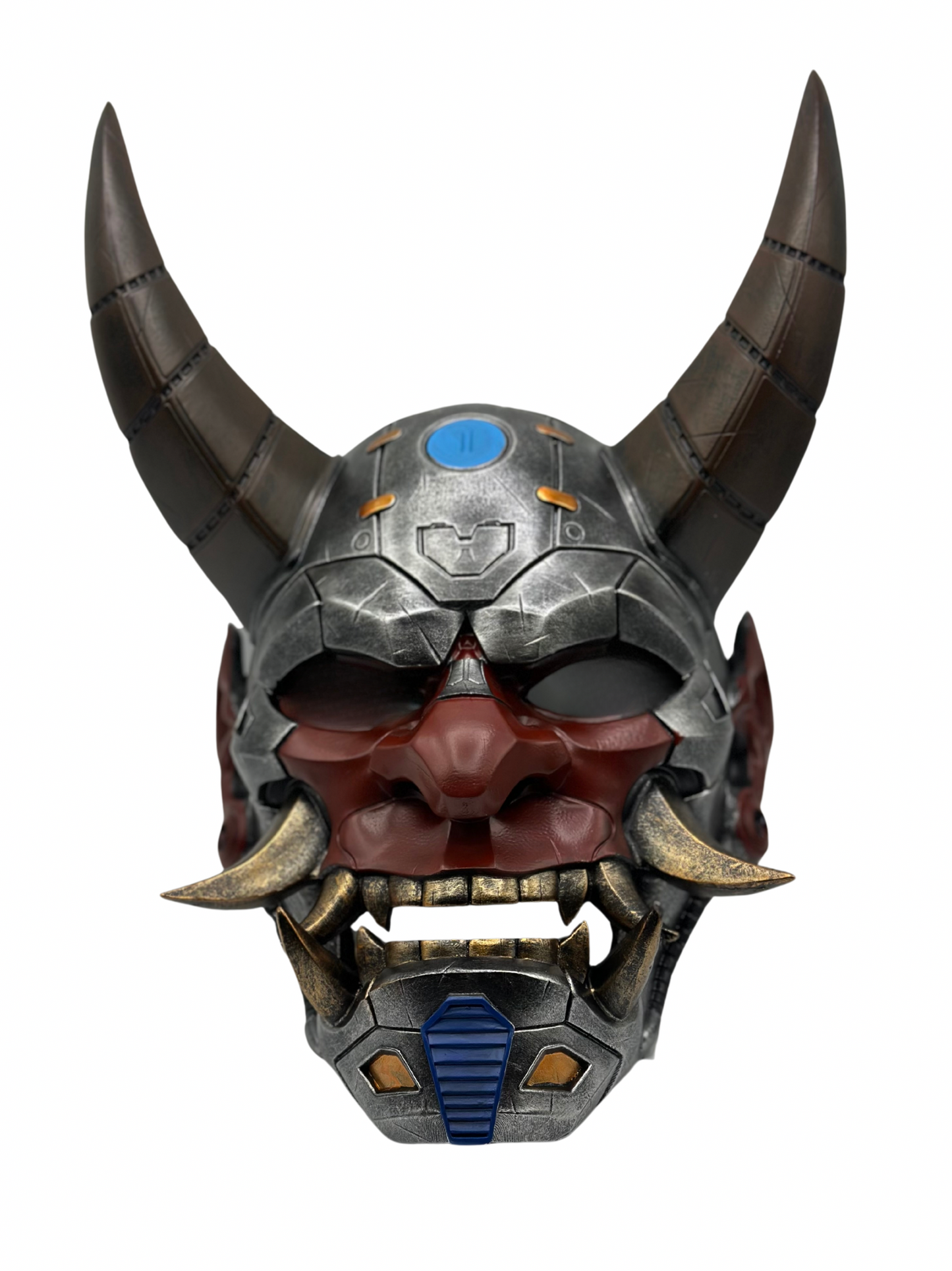 Masque Oni japonais portable – Masque de démon en résine fabriqué à la main de style mécanique – Masque de samouraï