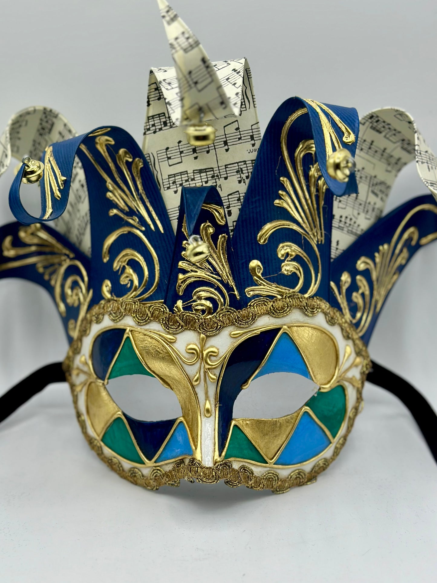 Máscara veneciana Jolly en azul - máscara de mascarada para hombre