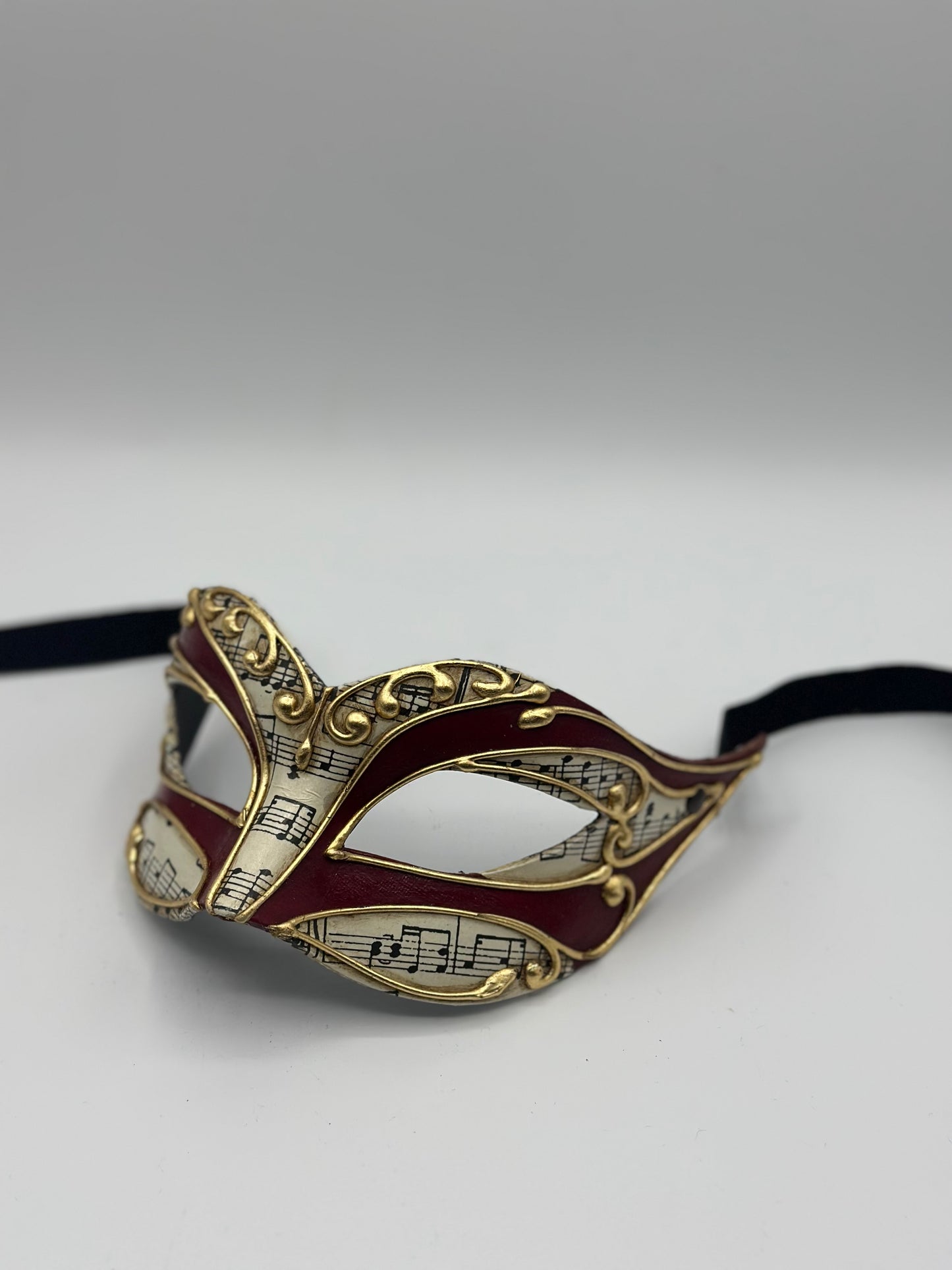 Venetian Music Notes Mask – Red & Gold Baroque Masquerade Mask | Carnival | Costume Party | Masquerade Ball