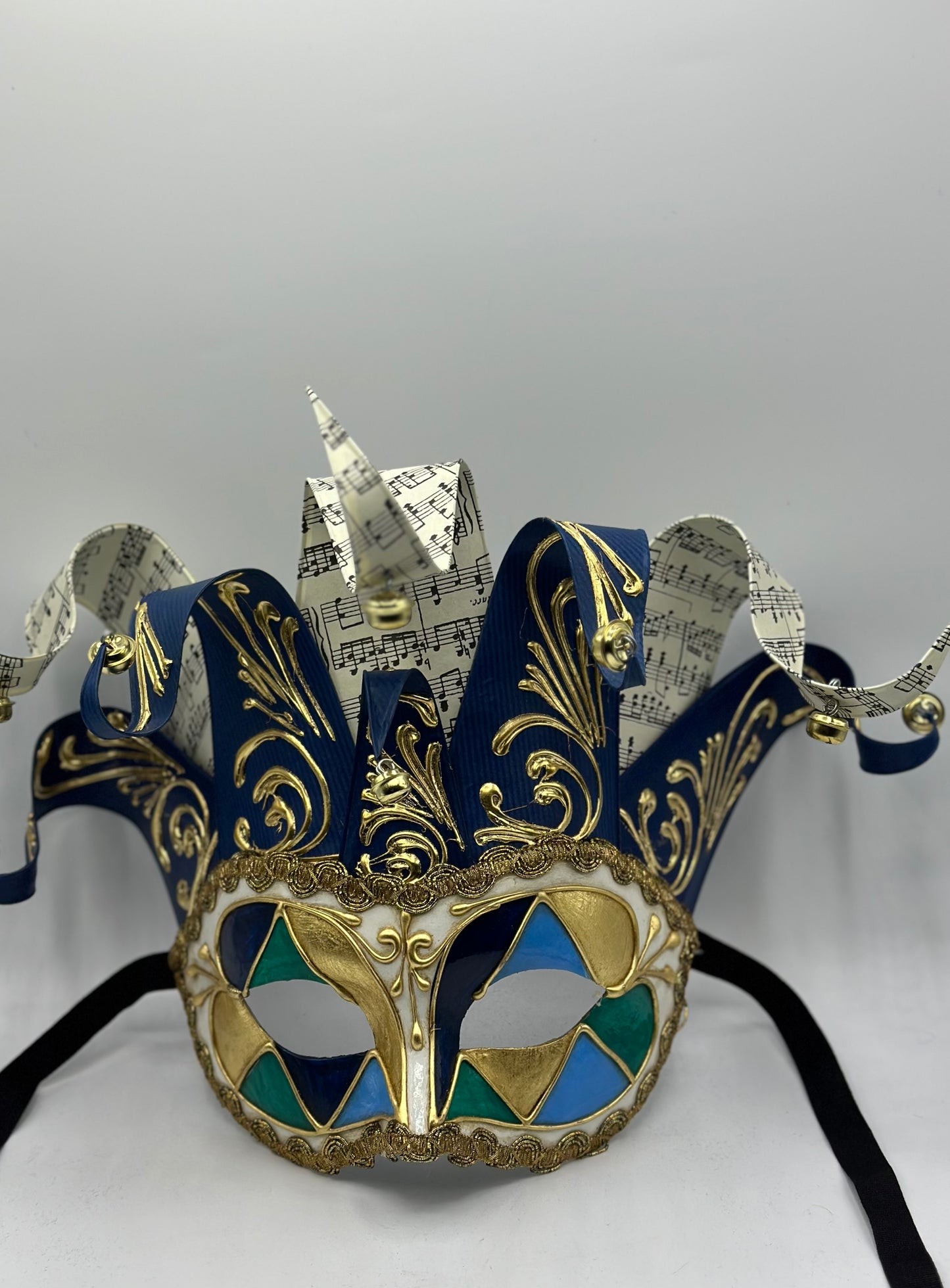 Máscara veneciana Jolly en azul - máscara de mascarada para hombre
