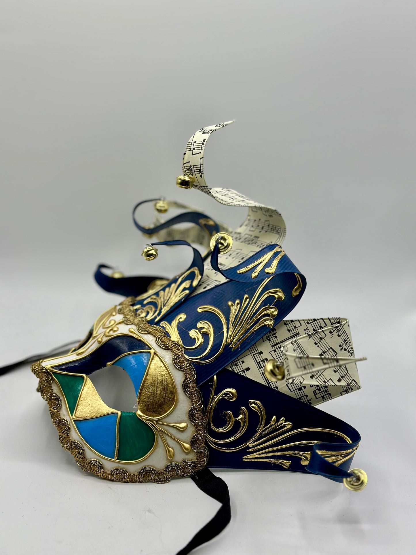 Máscara veneciana Jolly en azul - máscara de mascarada para hombre