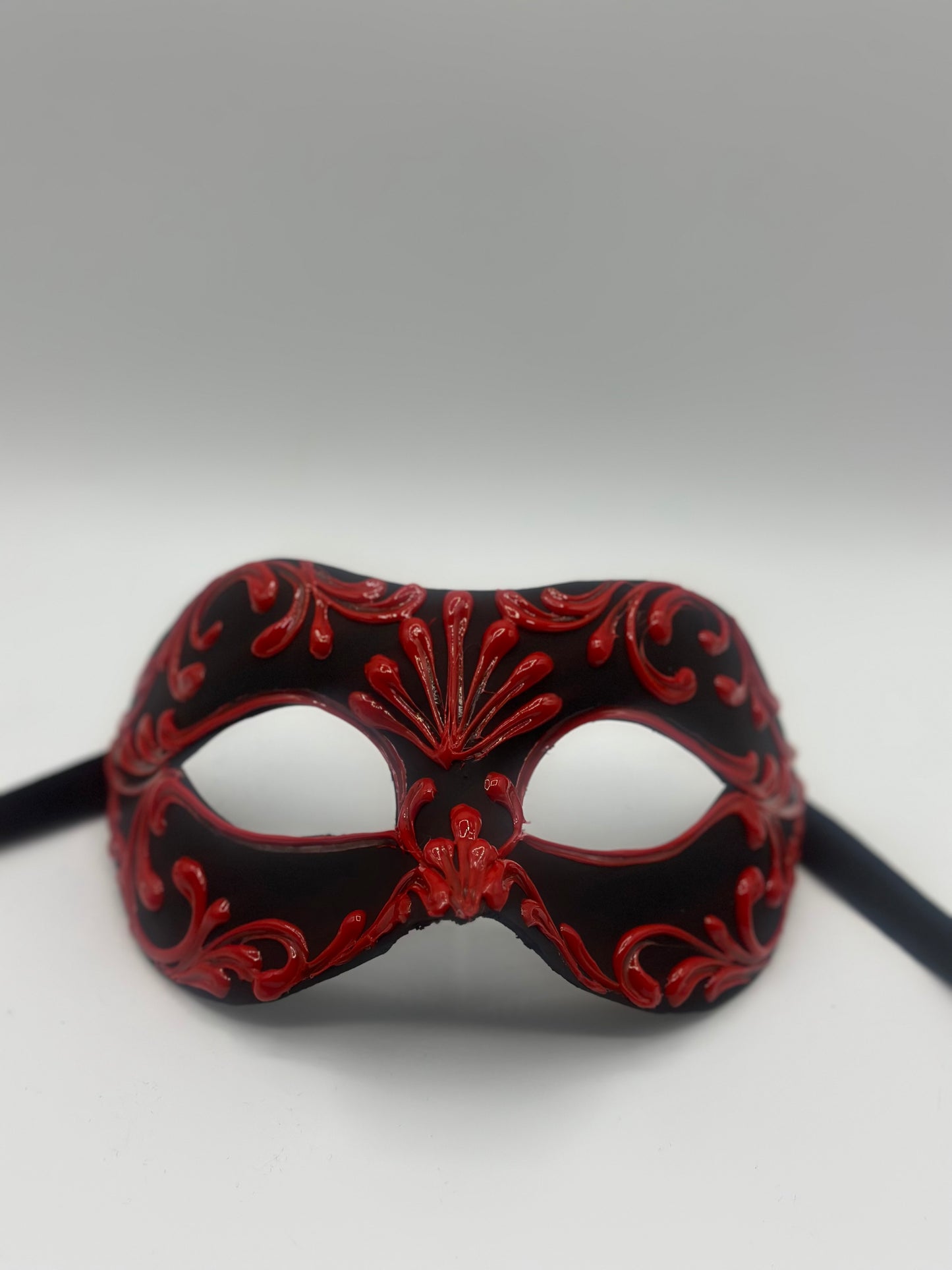Masque vénitien noir et rouge fait main – Masque baroque pour les yeux pour bal masqué, carnaval et soirée costumée