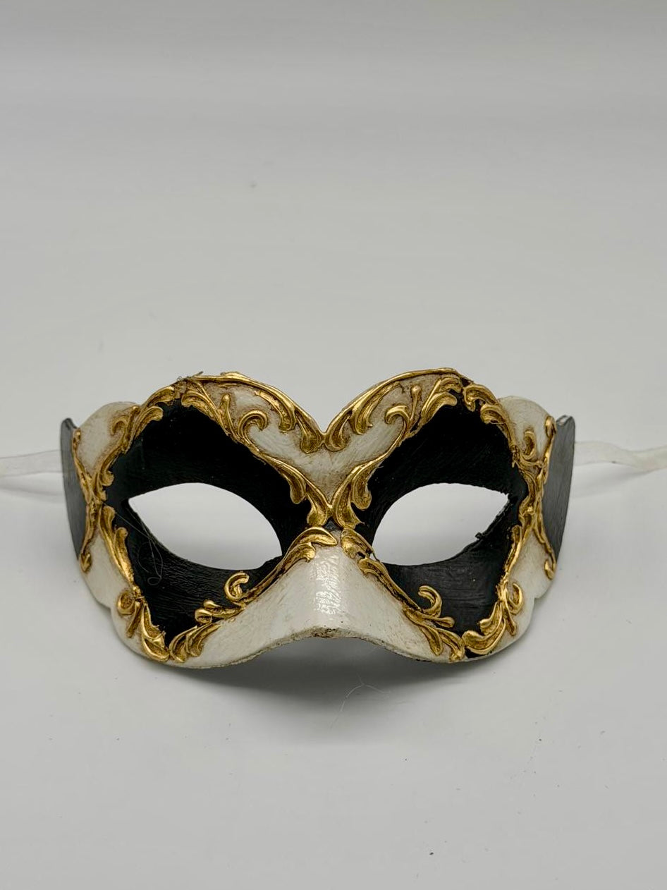 Masque vénitien pour enfant - Noir, blanc et or