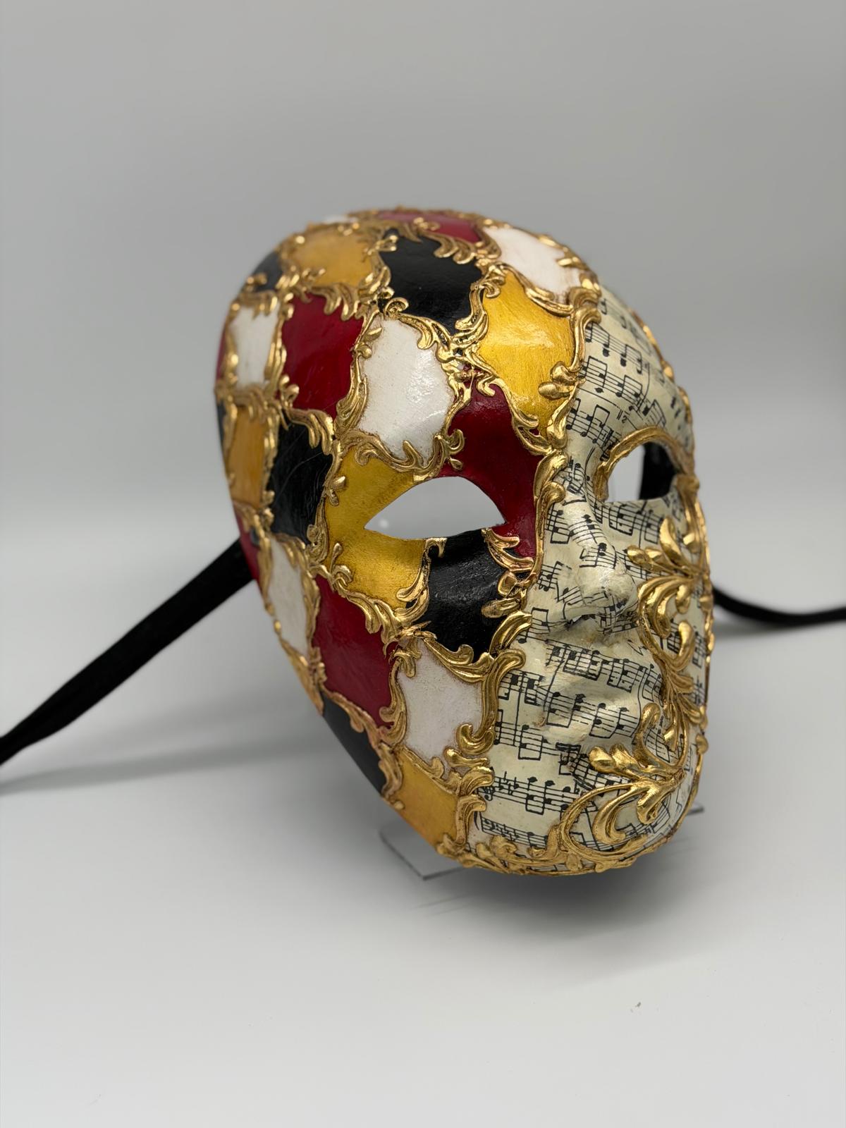 Barocke Vollgesichtsmaske mit Musiknoten