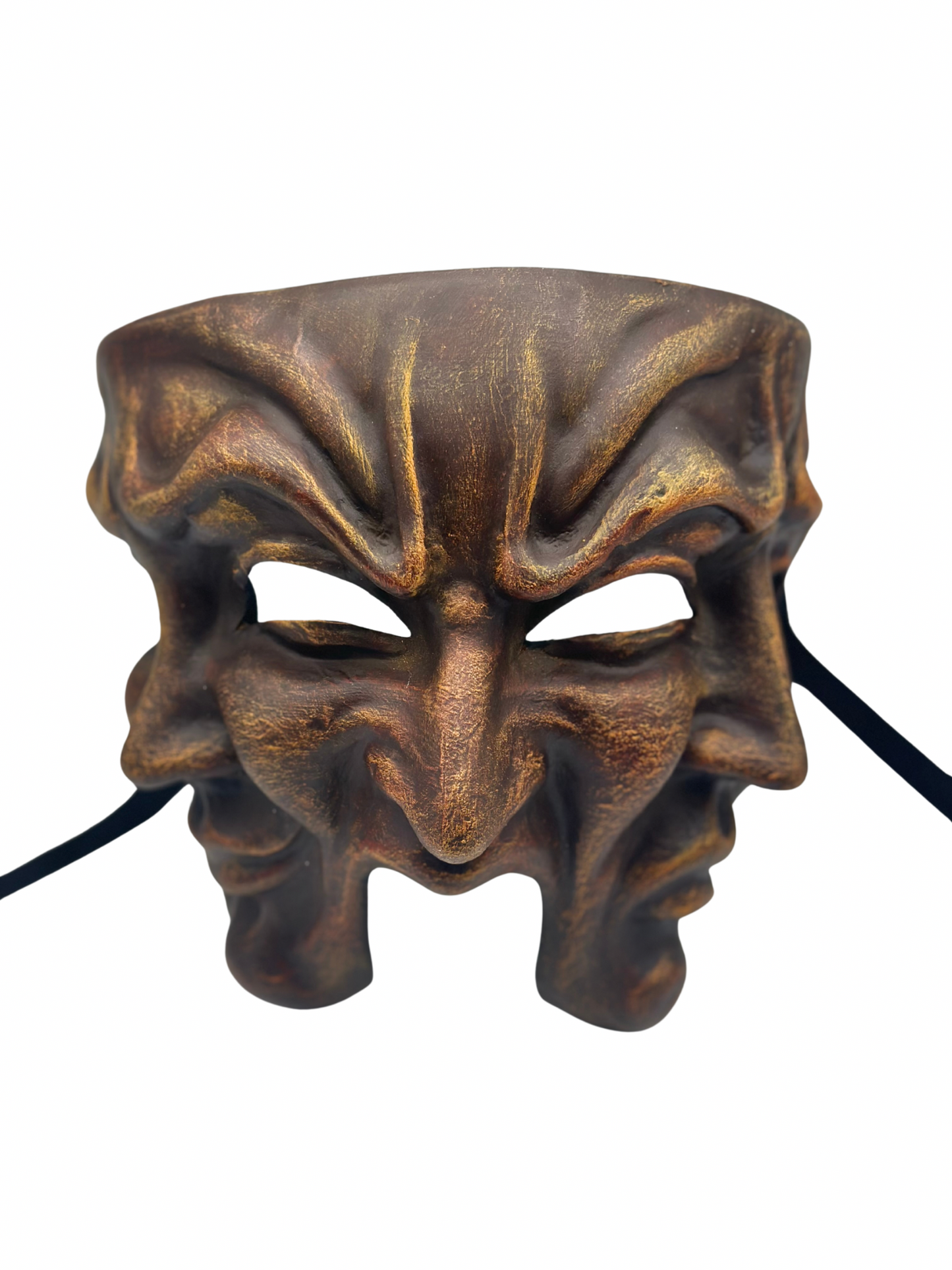 Drie gezichten masker in bruin