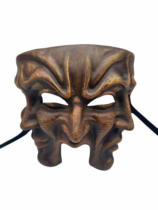 Masque à trois visages en marron