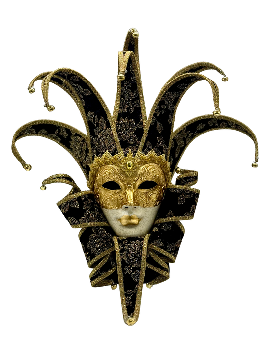Máscara de bufona en terciopelo negro