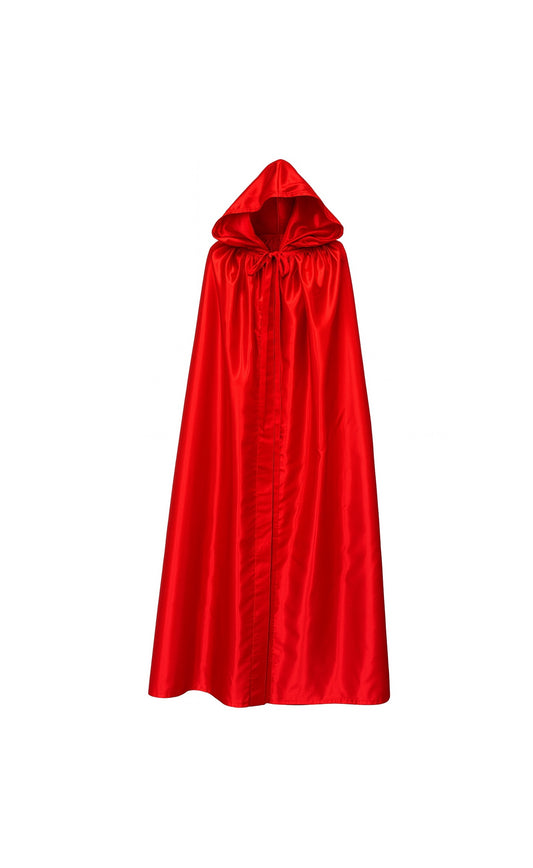 Venetiaanse cape met capuchon in rood satijn - Halloween cape rood