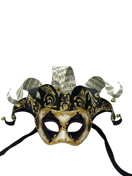 Máscara veneciana Jolly en blanco y negro - máscara de mascarada para hombre