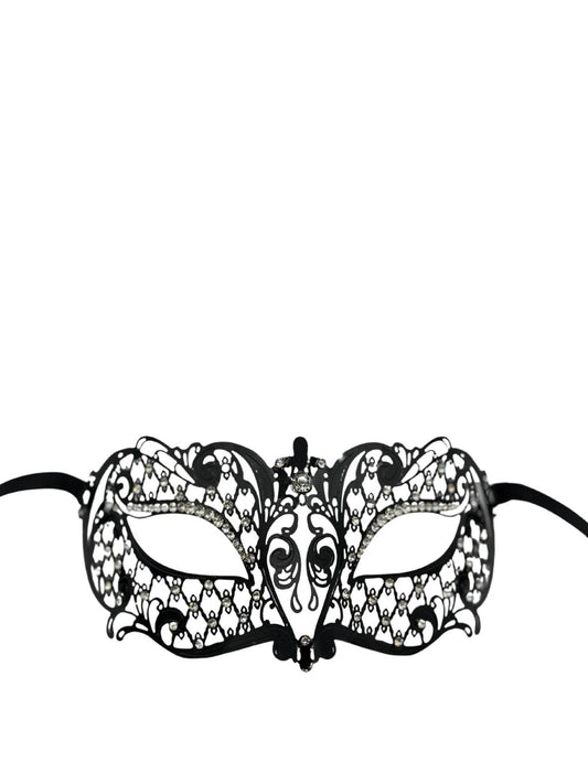 Máscara de mascarada para mujer "Seranade" - Máscara veneciana de metal negro con piedras strass