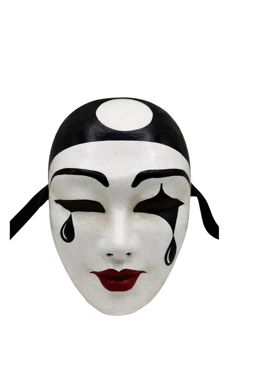 Pierrot Masker – Zwart Wit Venetiaanse Stijl