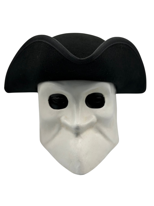 Venetiaans Bauta Casanova Masker met Tricorn Hoed van Lana Wol