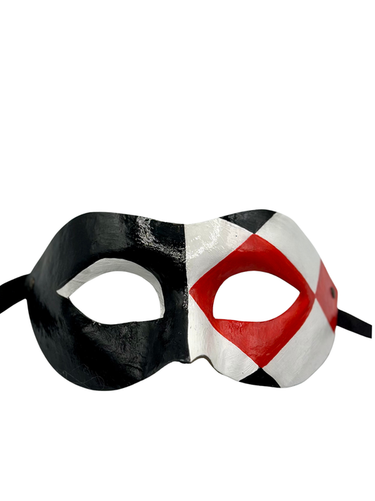 Venetiaans Masker – Zwart, Wit & Rood