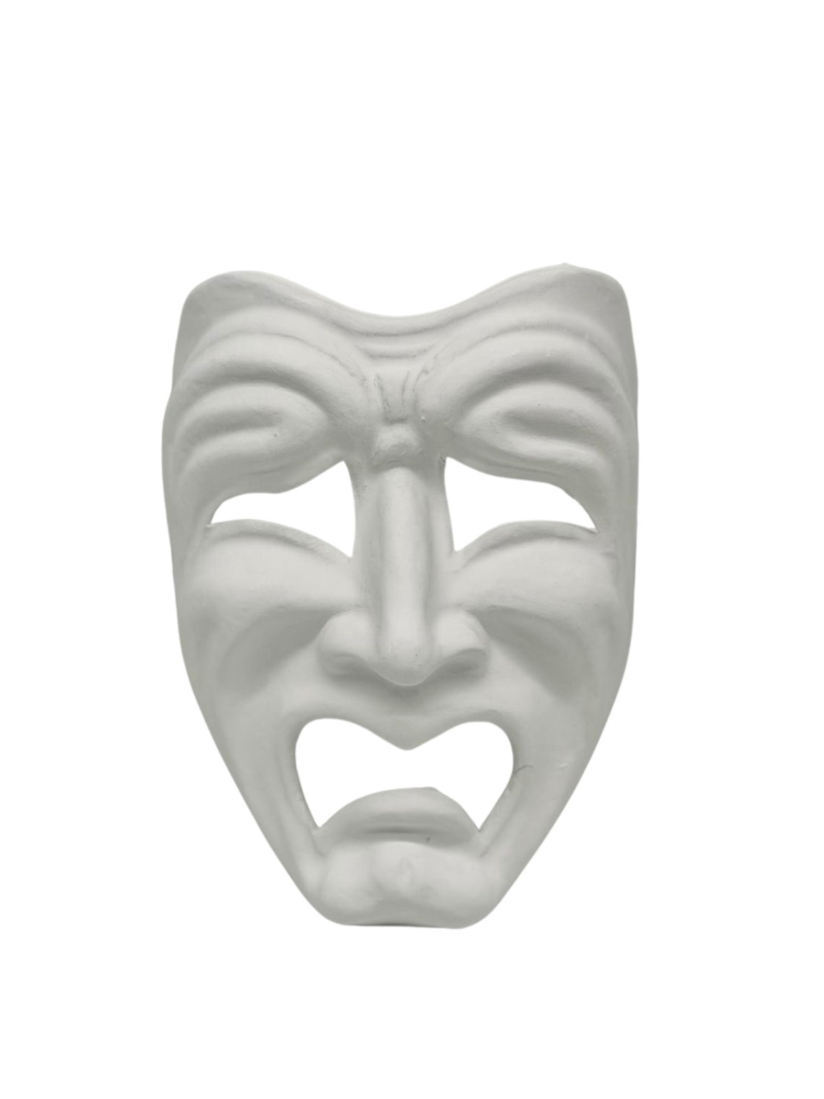 White Blanco papier-mâché Commedia dell’arte Tragedy mask or Piangi