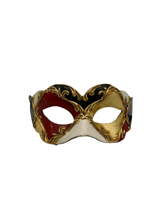 Venezianische Kindermaske - Rot, Gold, Schwarz & Weiß