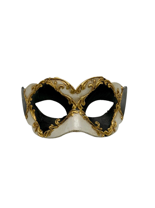 Venezianische Kindermaske - Schwarz, Weiß & Gold