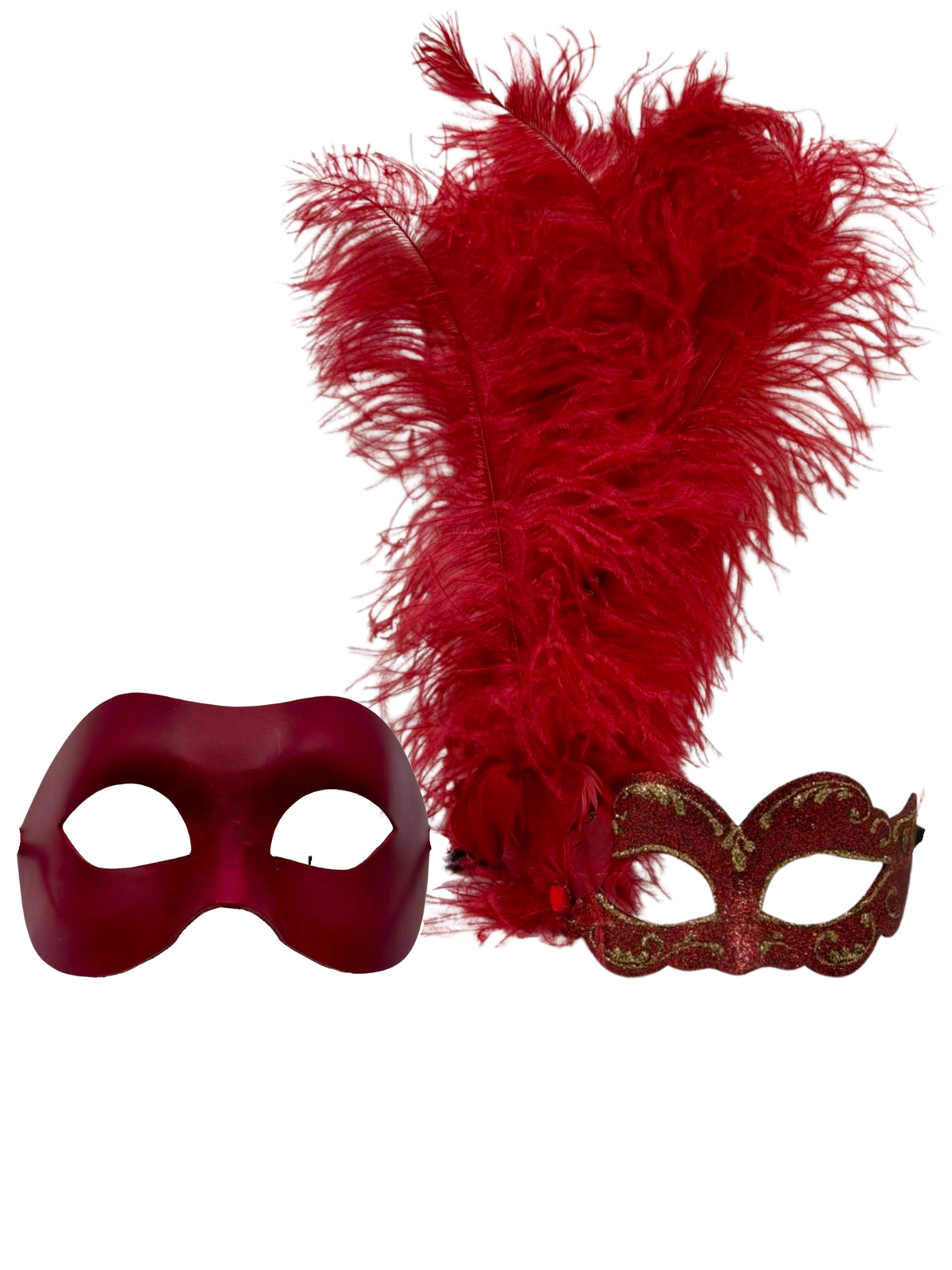 Red Masquerade Couple Mask Set