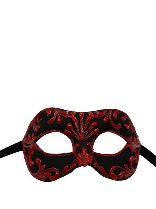 Máscara veneciana hecha a mano Negro Rojo - Máscara barroca para baile de máscaras, carnaval y fiesta de disfraces