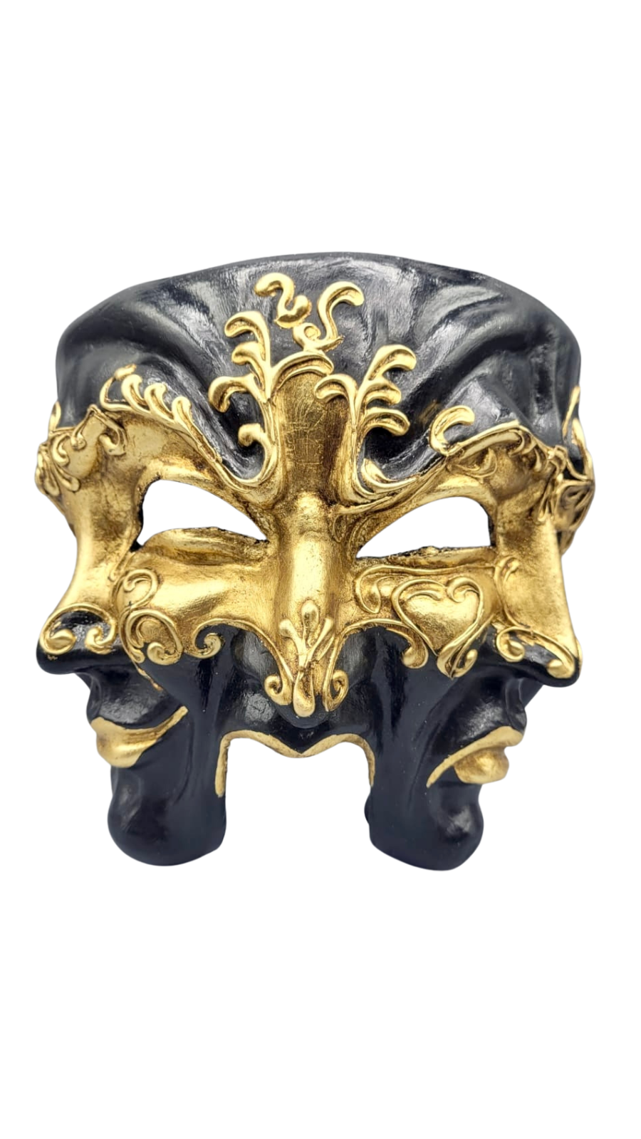 Schwarz-goldene Drei-Gesichter-Maske