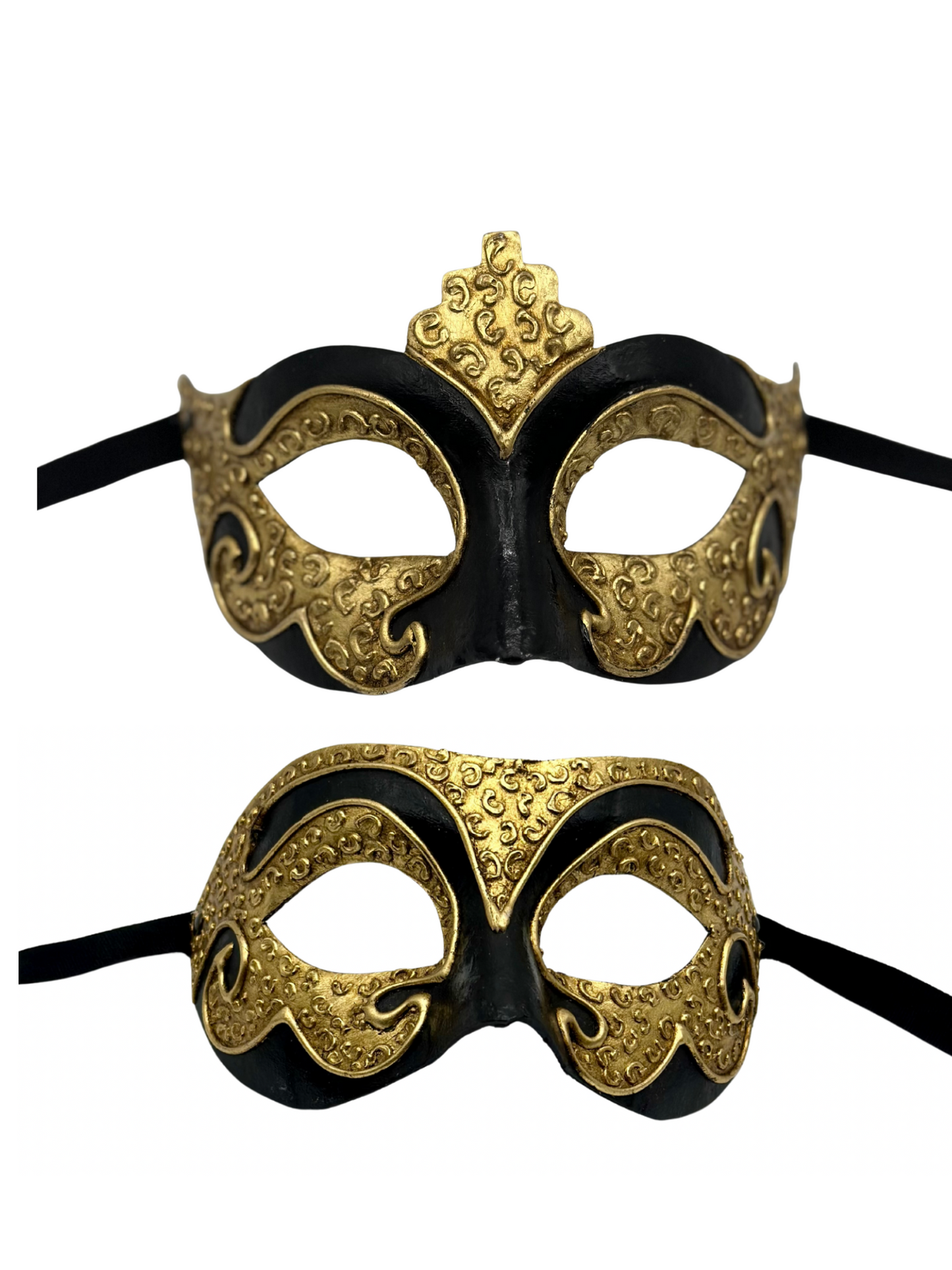 Venezianisches Paarmasken-Set in Schwarz und Gold - Duo-Masken