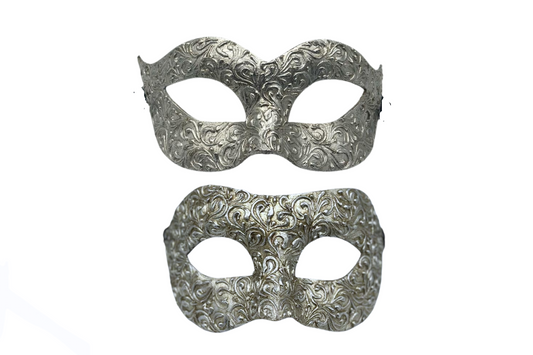 Couples Venetian Mask Set – Silver Baroque Masquerade Masks