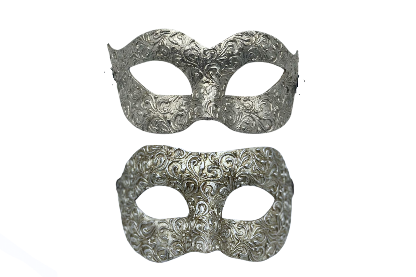Couples Venetian Mask Set – Silver Baroque Masquerade Masks