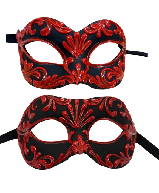 Set de Máscaras Venecianas para Parejas – Negro Rojo Barroco