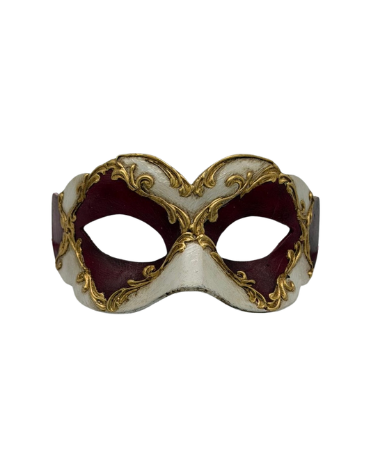 Venezianische Kindermaske - Burgunderrot, Elfenbein & Gold